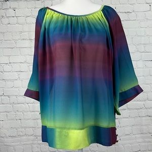 VIOLET & Claire Ombré Sheer Blouse.  Size L